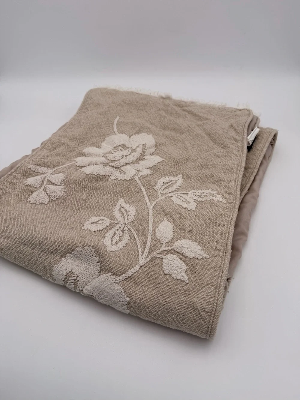 Beige Floral Table Runner 69” X 13.5”